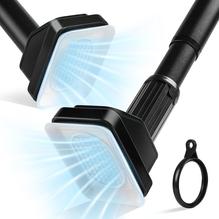 Bara telescopica JICUIGE, cu ventuze, montaj fara gaurire, otel, extensibila 75-120 cm, diametru 33 mm, culoare negru