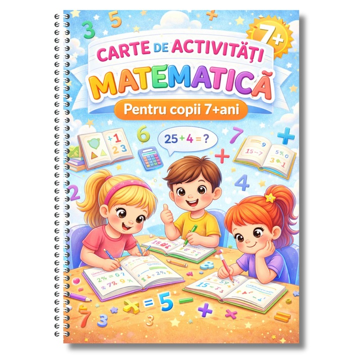 Carte de Activitati de Matematica pentru Copii, Exercitii si Sudoku, 78 Pagini, Interior Color, Format A4
