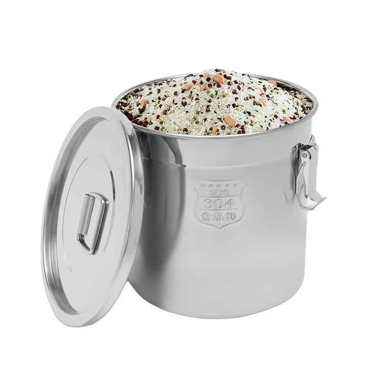 Élelmiszer-tartály, 21 literes űrtartalom, rozsdamentes acél, ezüst