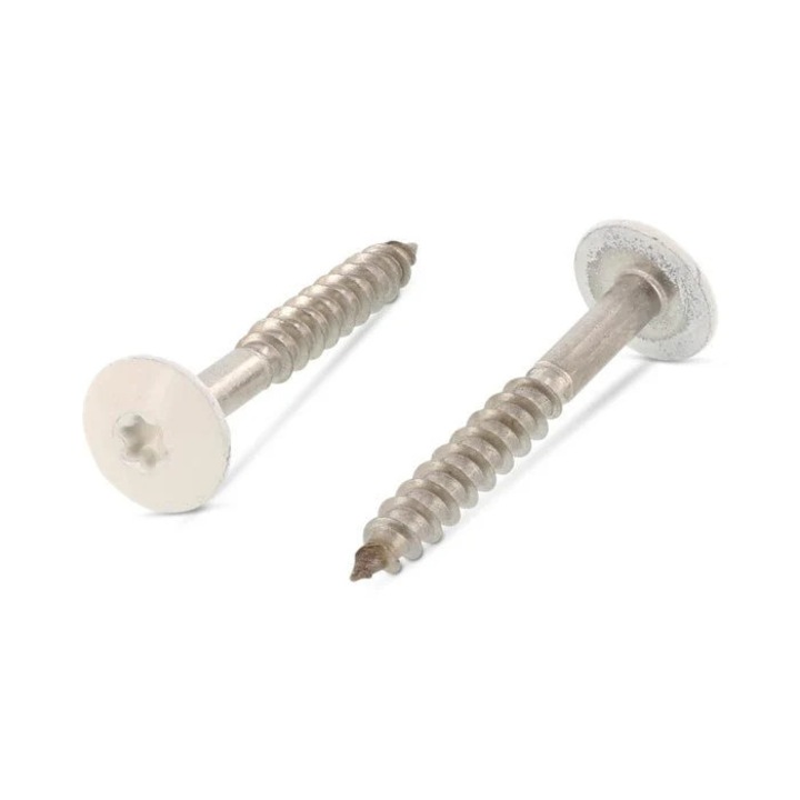 Set 100 Surub lemn dulgherie cap stea colorat - 5,5 x 45 mm - RAL 9001