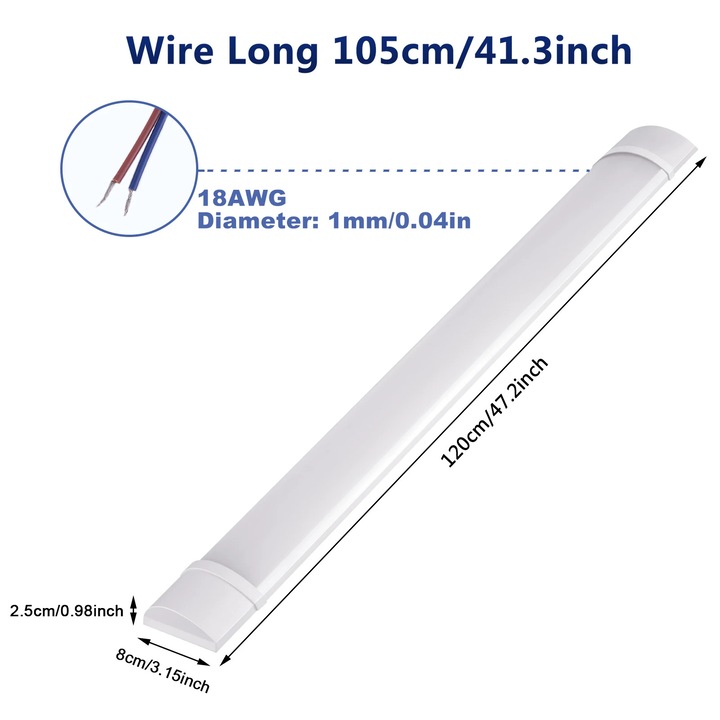 Corp de iluminat LED, 3000k, 115cm, 40W, instalare simpla, eficienta energetica