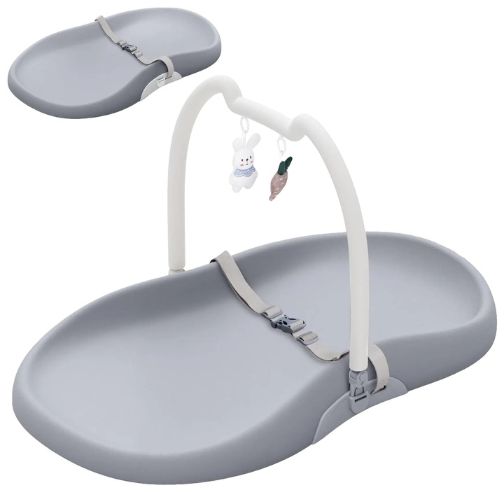 Подложка за повиване на бебе, дизайн против преобръщане, водоустойчива, сива, компактни размери