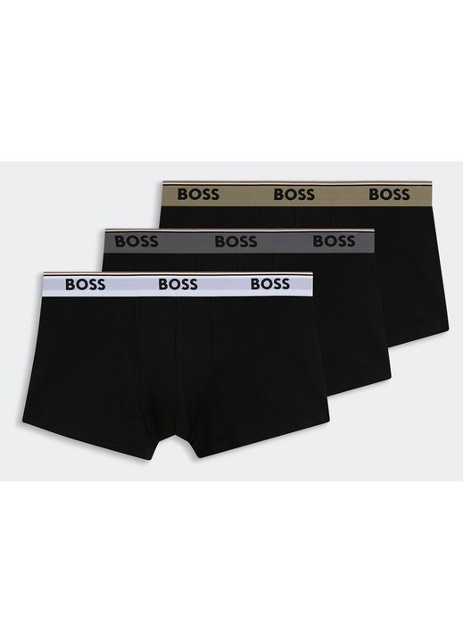 Set 3 boxeri BOSS, negru, bumbac elastic