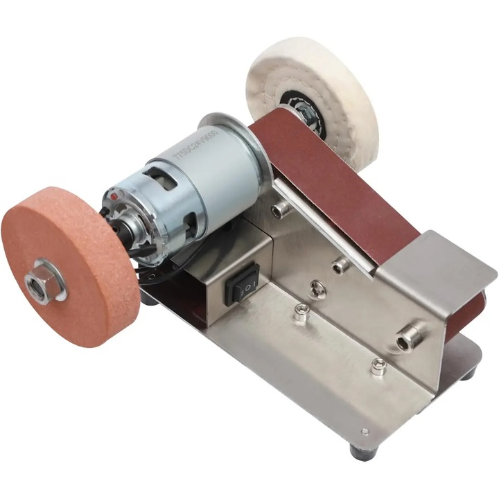 Мини лентов шлайф, регулируем ъгъл, намаляване на вибрациите, сребрист