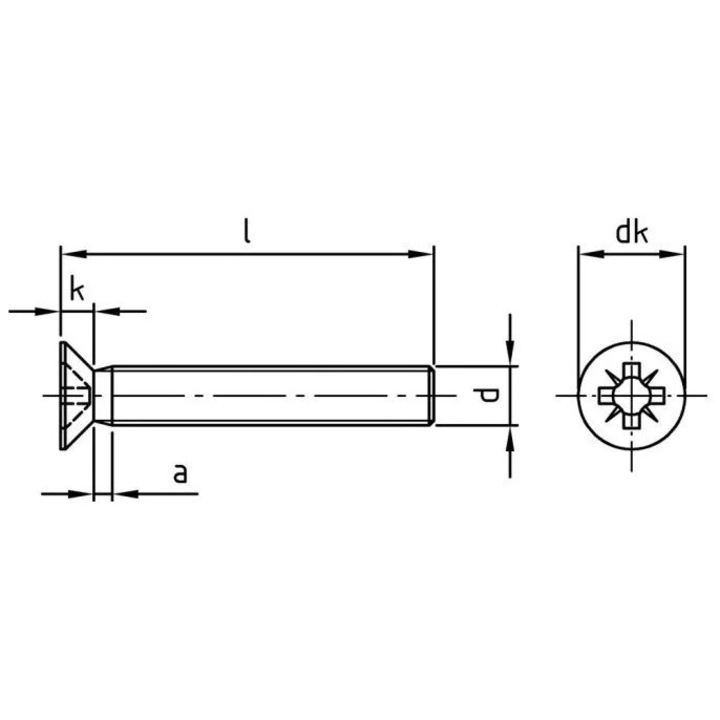 Set 200 Surub cap inecat cruce DIN 965 - M4 x 70 mm