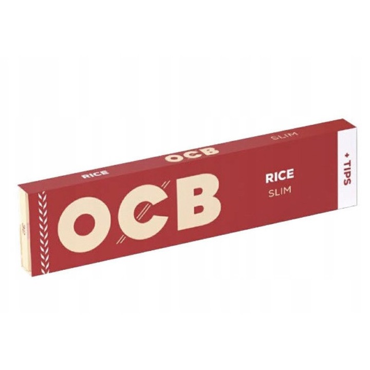 Hartie tigari OCB Rice Slim, 32 bucati, filtru inclus, 109x44mm, nealbite, vegane