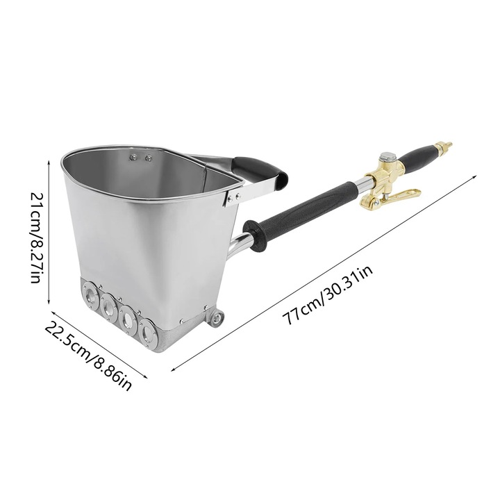 Pistol de vopsit si tencuit, capacitate mare 5 L, pulverizare eficienta, argintiu, dimensiuni 77x22.5x21 cm