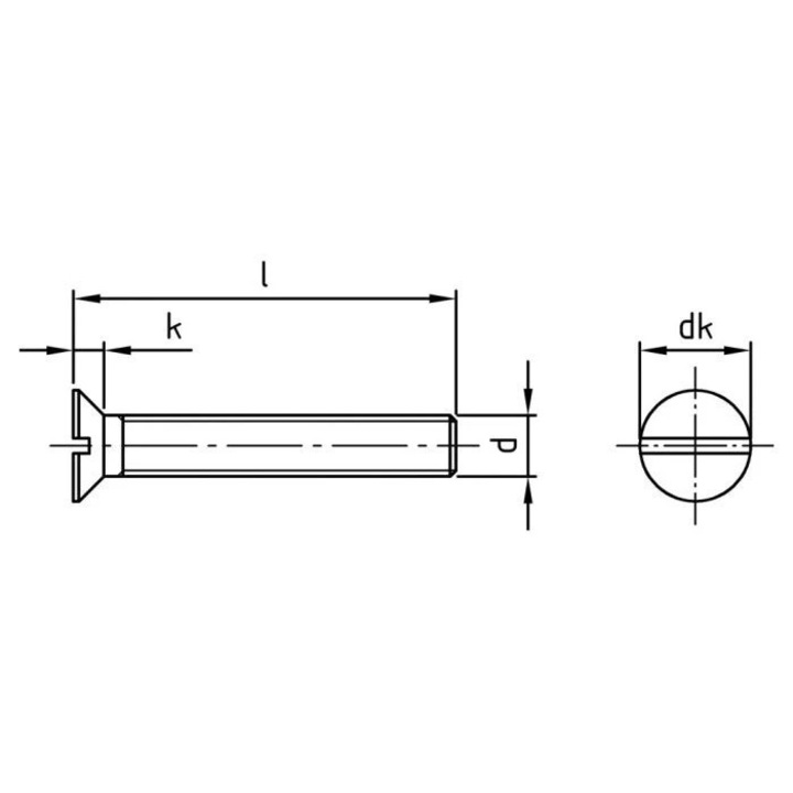 Set 200 Surub cap inecat crestat filet complet DIN 963 - M4 x 75 mm