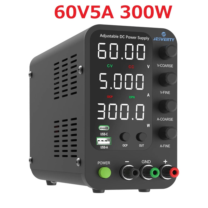 Sursa de alimentare bancara, 62V5A, iesire ajustabila, 2 porturi USB, 0-32V, 10A