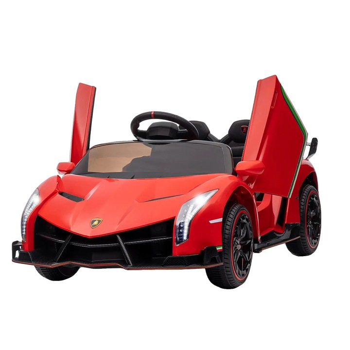 Masinuta electrica pentru copii, rosu, cu telecomanda, 4 roti, 14 ani+