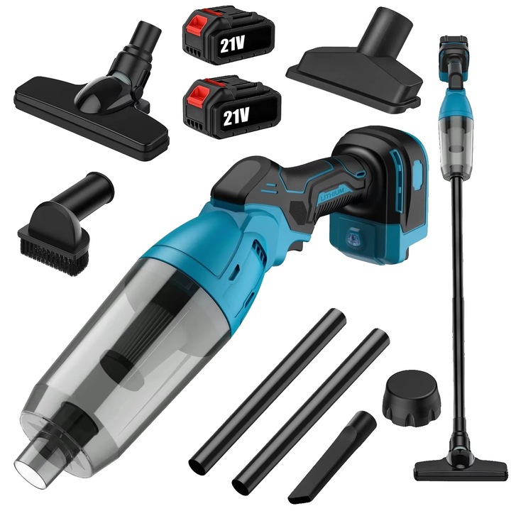 Aspirator fara fir, 24 Kpa, 2 baterii incluse, design compact, usor de manevrat