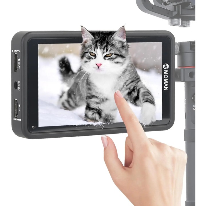 Monitor Studio pentru Camera, Moman, 5.5 Inch, Ecran Touch, 4K HDMI, negru
