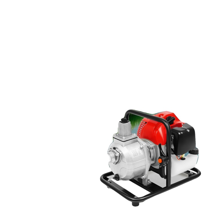 Pompa de apa, motor 2 timpi, debit mare, rosie, 36x28x32cm