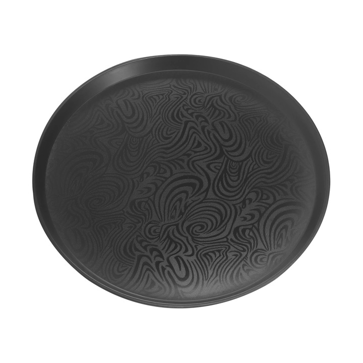 Tavi de servire/chelner, Tavi rotunde din plastic, Set 8 bucati, Diametru 40 cm, Pentru restaurant si cafenea, Spalare manuala, Negru