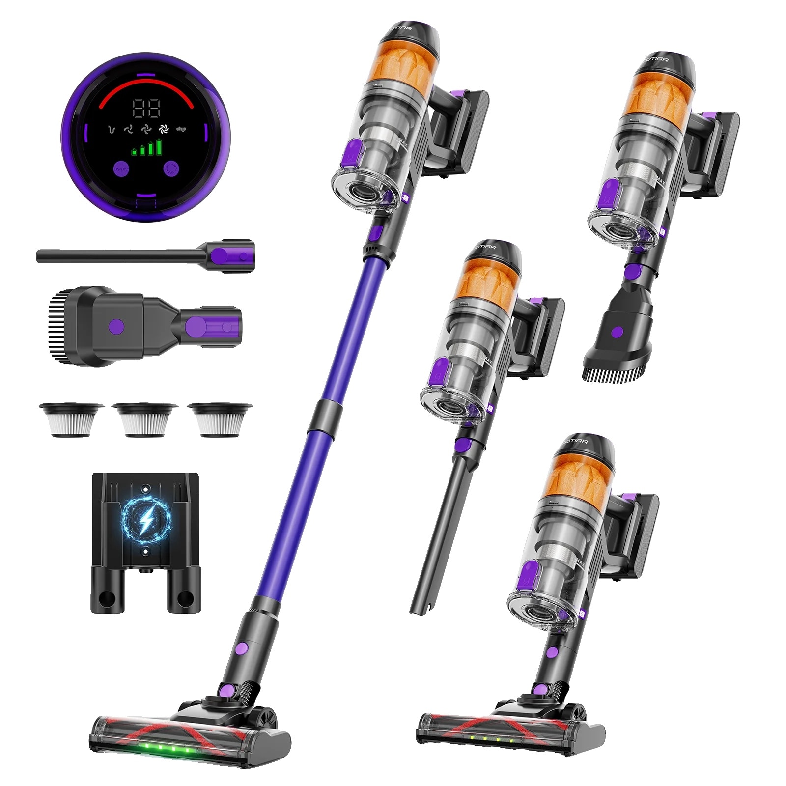 Aspirator fara fir, putere 500W, filtrare HEPA, violet, EU