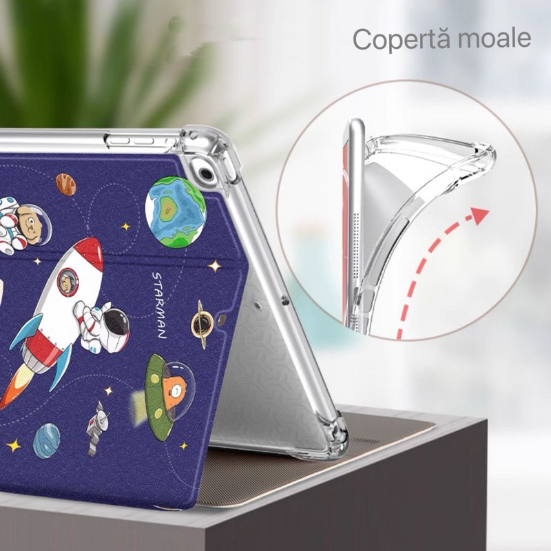 Husa de protectie pentru iPad Mini 6/7, 8.3 inch, husa spate ultra-subtire din TPU moale, albastru inchis