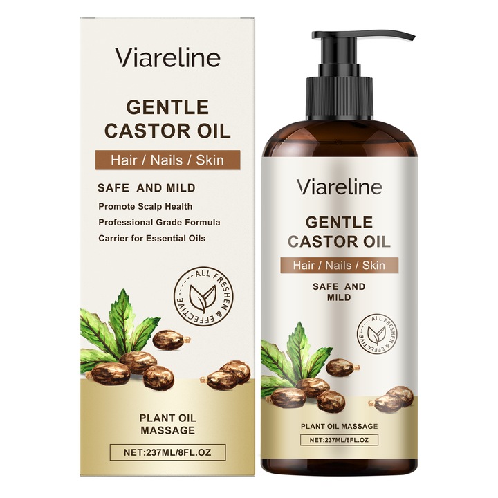 Ulei cosmetic pentru hidratare, Viareline, ulei de ricin, 100ml, pentru piele, par si unghii