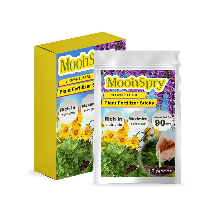Baton de ingrasamant pentru plante, MoonSpry, 90 zile, set, 4x10cm