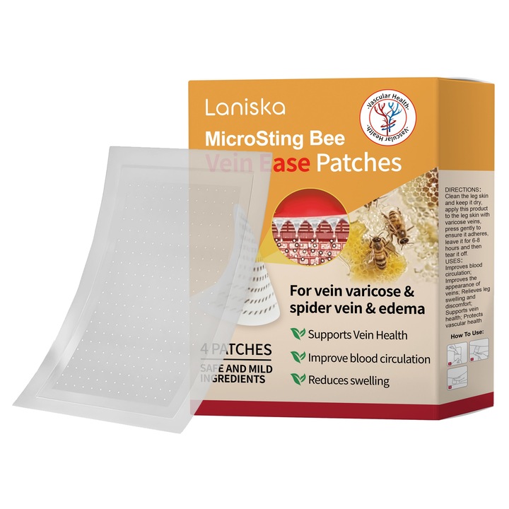 Plasturi pentru ingrijirea picioarelor, Laniska, cu ghimbir si vitamina B5, 6-8 ore, set