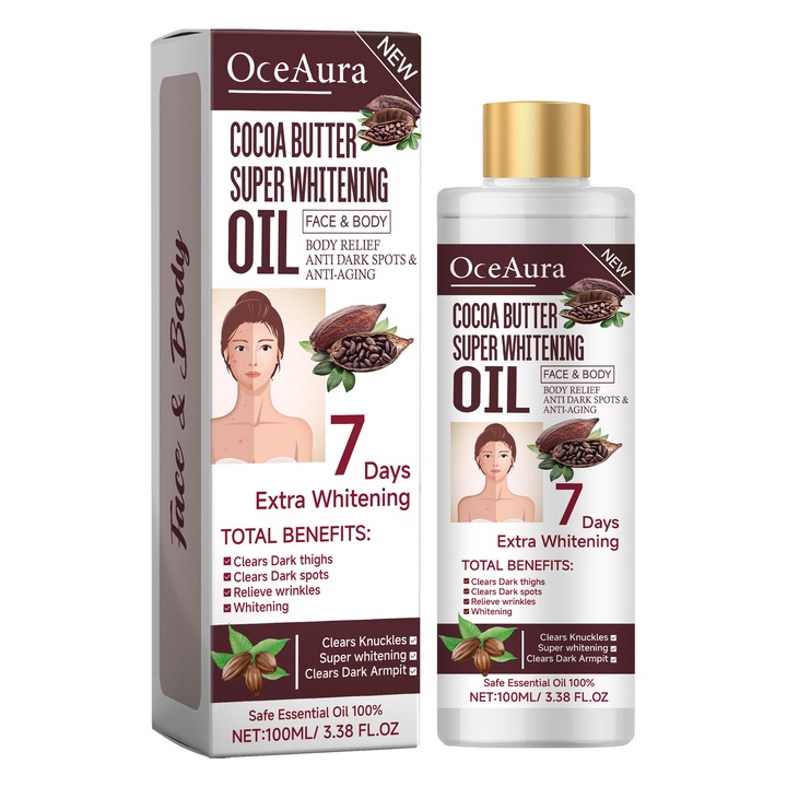 Kakaós, OceAura, niacinamidos, réz-tripeptides bőrvilágosító kozmetikai olaj, 100ml