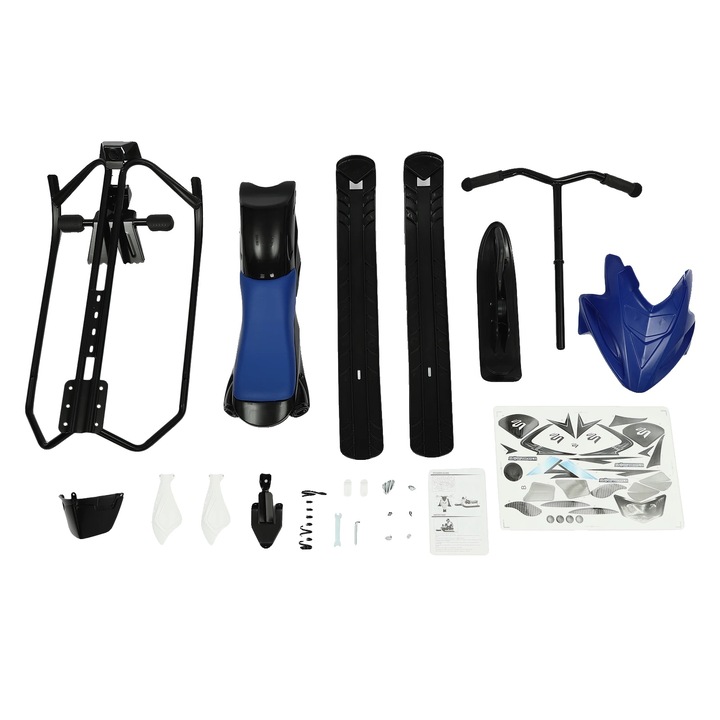 Sanie, design sigur, materiale durabile, albastru inchis, 124x51x43.5cm, capacitate 80kg, set de 3 schiuri