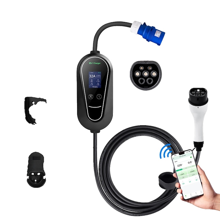 Incarcator portabil pentru vehicule electrice, 7KW, control APP, 32A, 5m