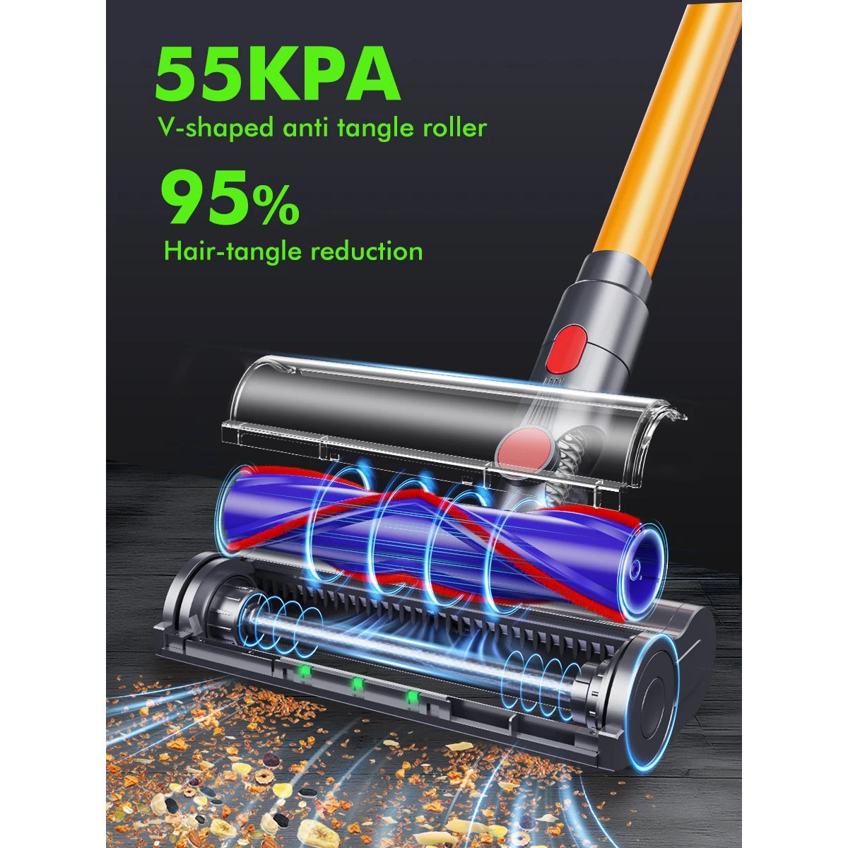 Aspirator portabil V22, 600W, 55000Pa, design fara fir, capacitate cutie de praf 0.6-1L