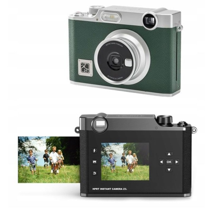 Моментална фотокамера HANIN Z3, 5 MP, Bluetooth, зелено-сребриста, комплект (камера, USB Type-C кабел, ръководство, 10 снимки)