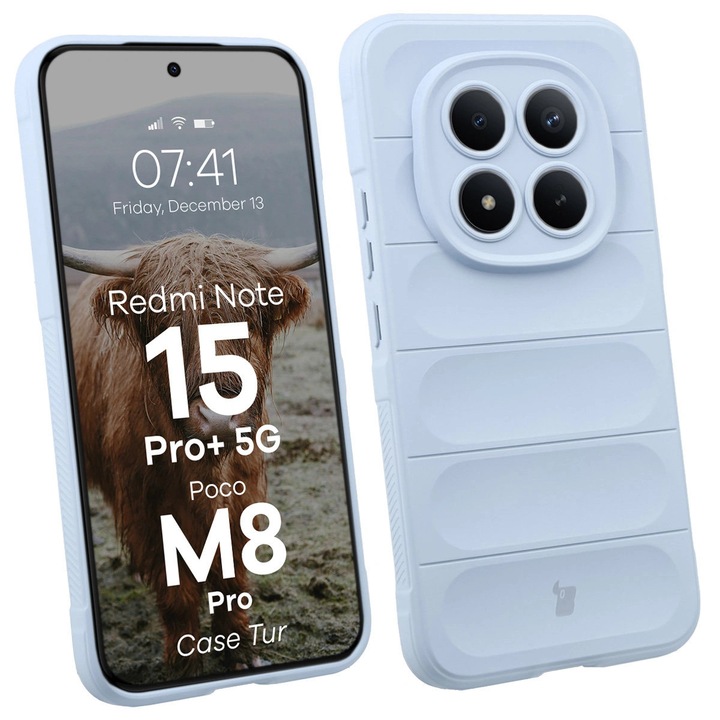 Калъф Bizon Case Tur за Xiaomi Redmi Note 15 Pro Plus 5G / POCO M8 Pro 5G, Светлосиньо