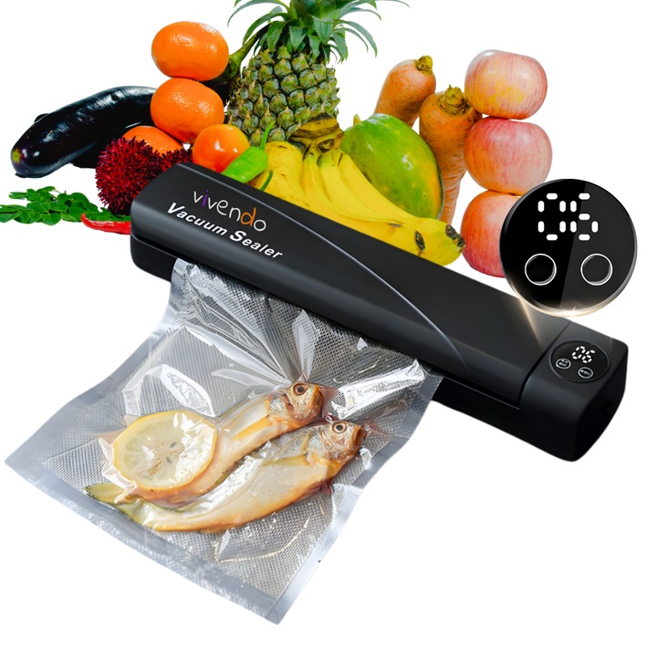 Aparat de vidat portabil Vivendo, afisaj digital, sigilare automata, 10 pungi incluse, 30 cm