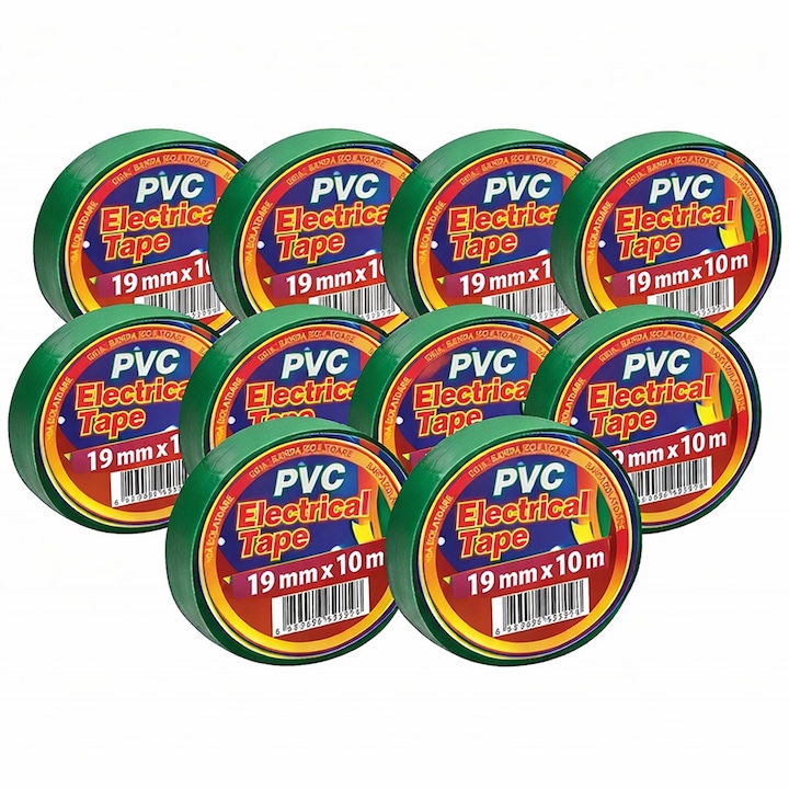 Banda Izoliera Colorata Verde 19mm x 10m Set 10 buc