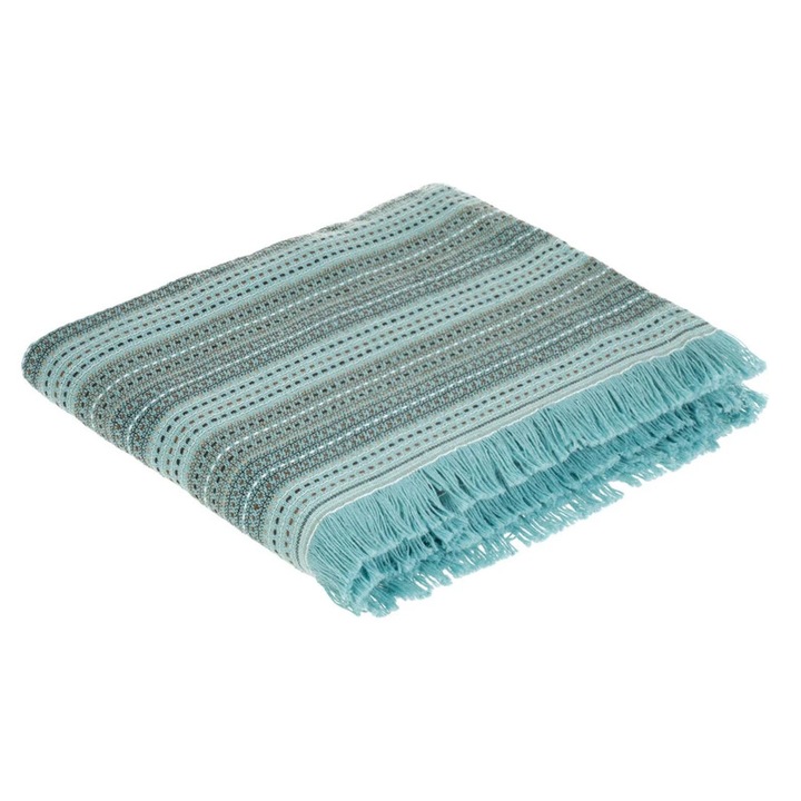 Покривало за фотьойл, Ресни по краищата, Памук, 160x130 см, Тюркоаз
