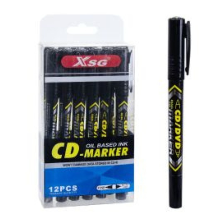 Marker permanent XSG cu vârf rotund, negru