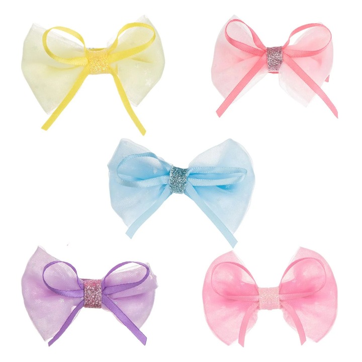 Set Clame Par Fundite 3D de Diferite Culori cu Glitter 6.5cm - 5buc