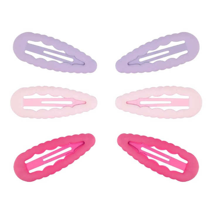 Set Clame Metalice Par Roz Fucsia Lila Mate Model Valuros pentru Copii 5cm - 6buc