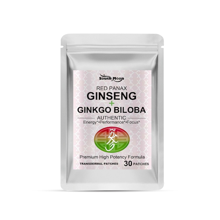 Pachet de plasturi pentru ingrijirea corpului cu ginseng rosu si ginkgo biloba, 8 ore, 10x15cm