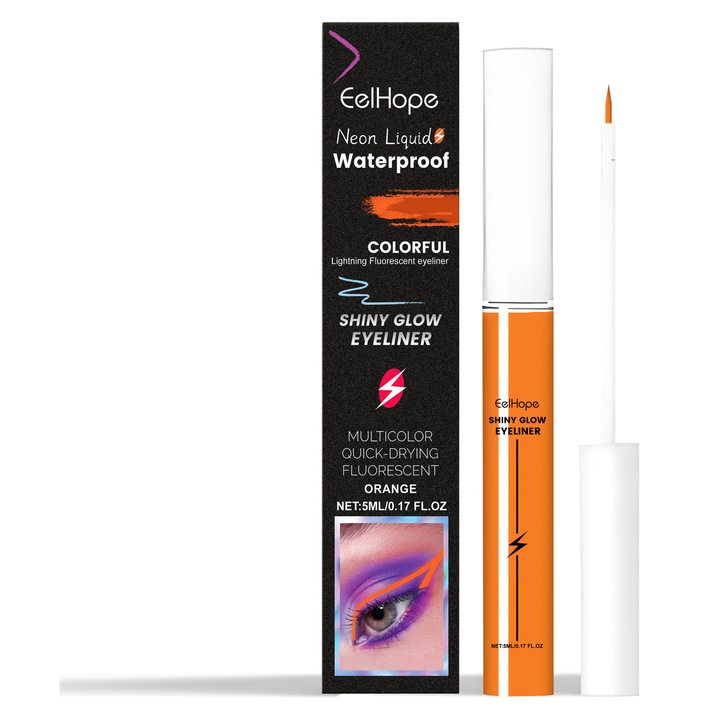 Creion si tus ochi, eyeliner fluorescent, portocalie, dimensiune mica Eelhope