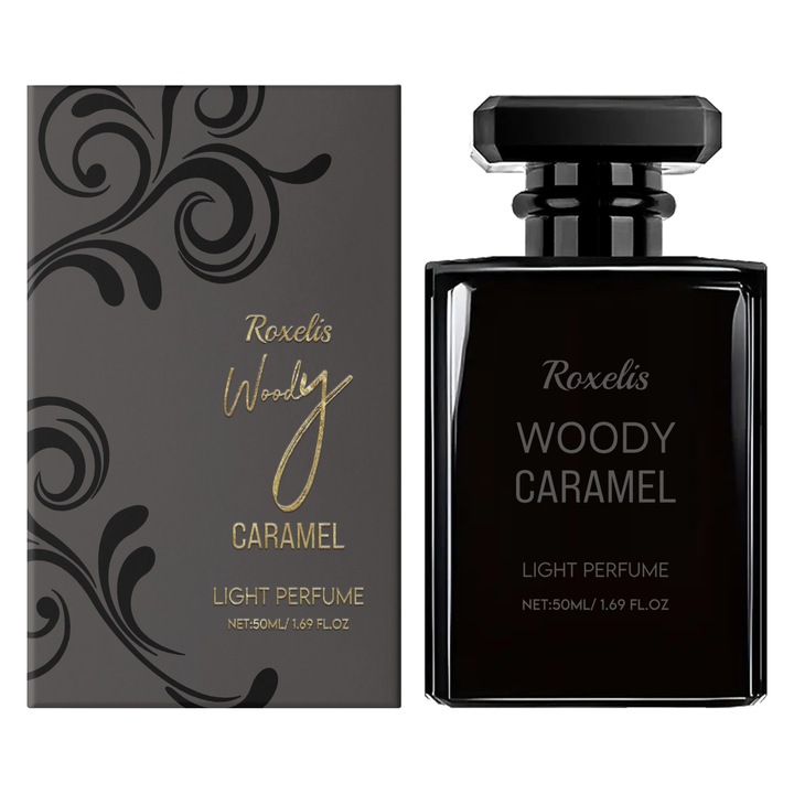 Roxelis szobaillatosító, karamellás-fás illat, édes és fás aroma, 50ml