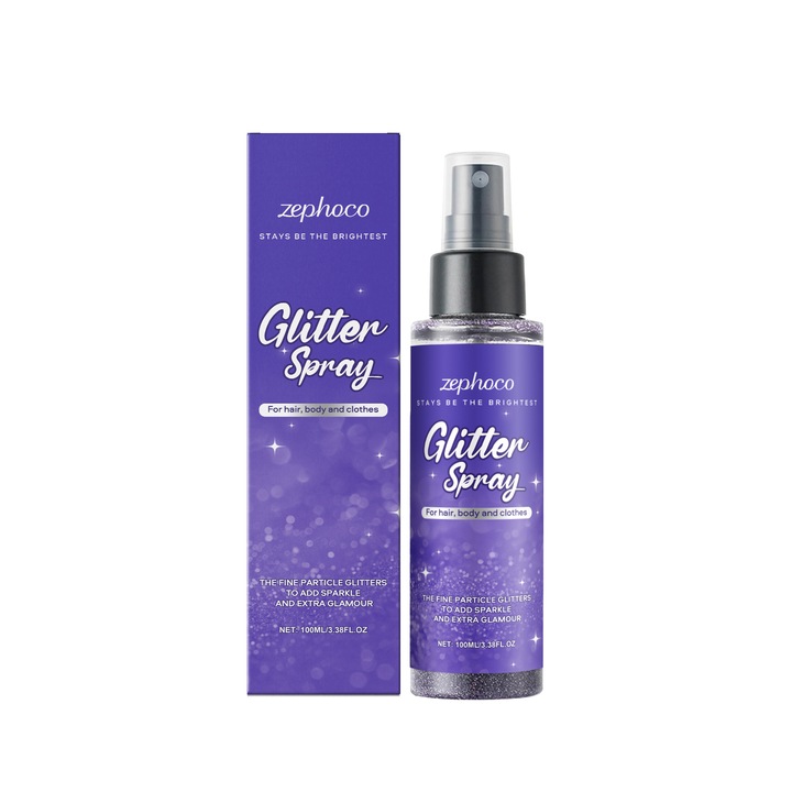 Lotiune de corp cu glitter violet, Zephoco efect stralucitor, 200ml