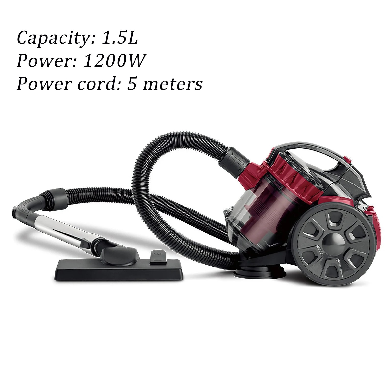 Aspirator, 15000Pa, functie duala umeda si uscata, rosu, 5m cablu