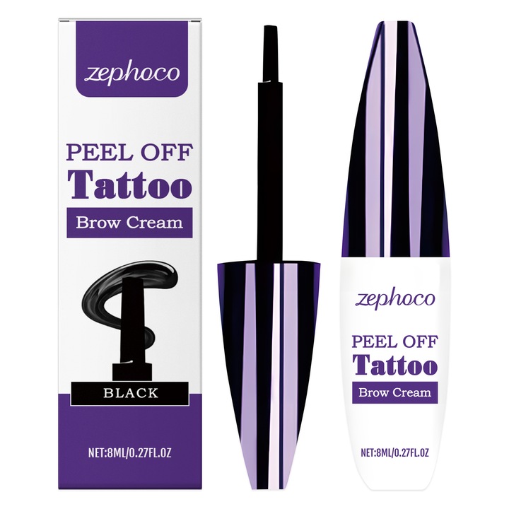 Creion lichid pentru sprancene, negru, set de aplicare usoara, efect de lunga durata