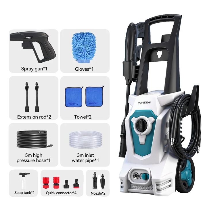 Aparat de spalat cu presiune, 2500W, duza ajustabila, 250 bar, 5m furtun, set