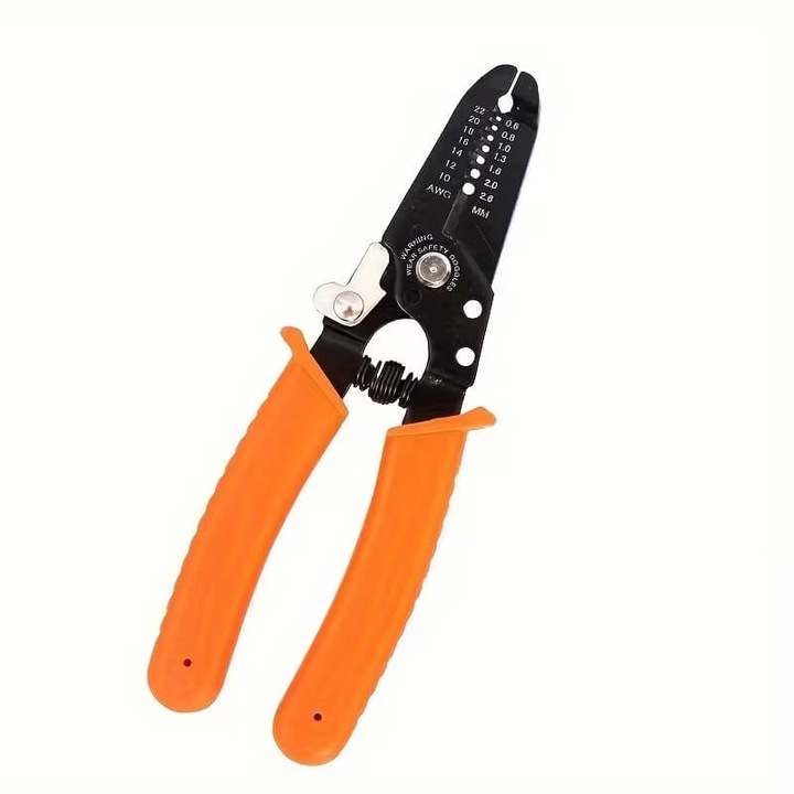 Cleste profesional Edman pentru dezizolare, taiere, sertizare cabluri, Portocaliu