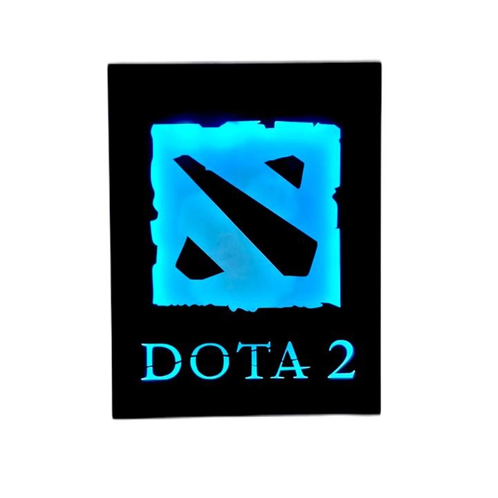 LED Пано Dota 2, Черно, 38.5x50см, Синя Подсветка, Амбиентен Дизайн