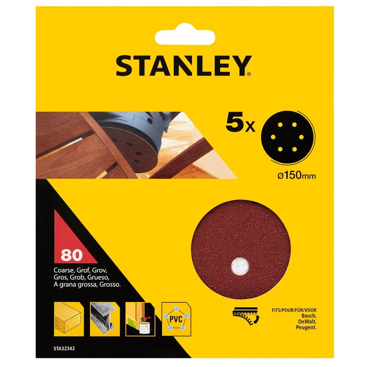 Disc Abraziv Pentru Slefuire Pentru Slefuire Cu Excentic, Velcro, 150Mm, P80
