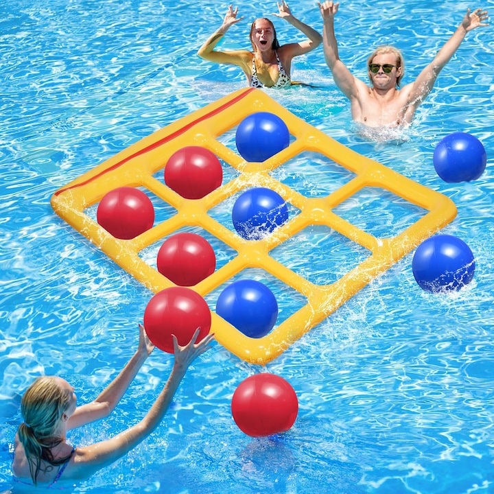 Medence játék szett, Tic-Tac-Toe, 10 labda, PVC, 56x54", többszínű