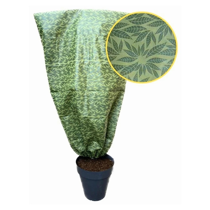 Husa anti-inghet Jarden, 200x140cm, material gros, verde, model cu frunze
