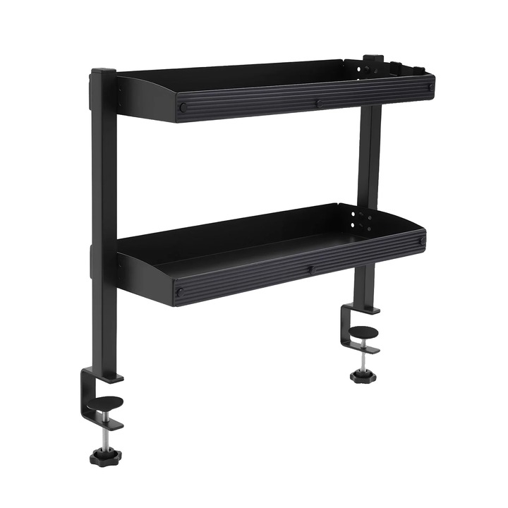 Irodai polc, robusztus felépítés, 2 emeletes, fekete, 44x39x15.3cm