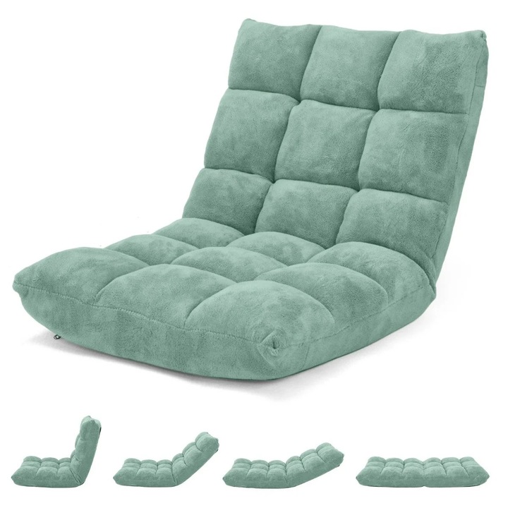 Scaun de podea reglabil Northix, catifea coral, 14 poziții, capacitate 90 kg