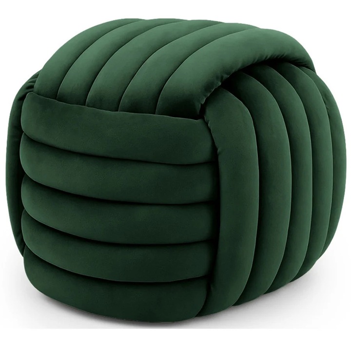 Nilo kárpitozott puff, Akord Furniture Factory, bársony, smaragdzöld, 53x50x43 cm